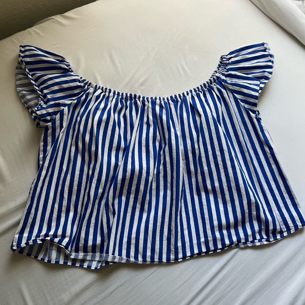 Zara Off the Shoulder Striped Crop Top